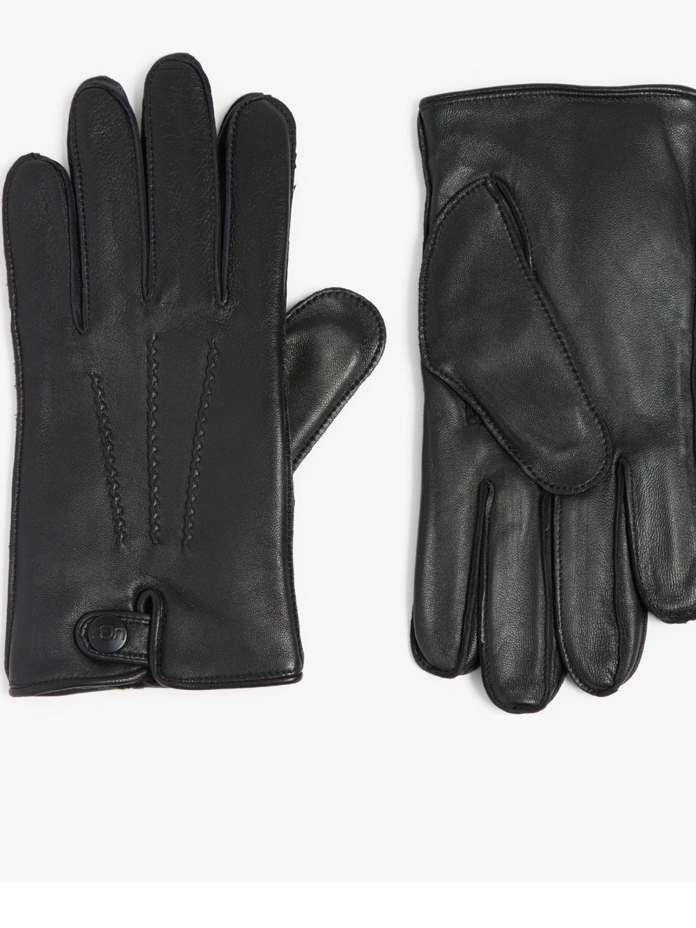 UGG Men’s LEATHER TABBED VENT TECH GLOVES BLACK - SIZE LARGE